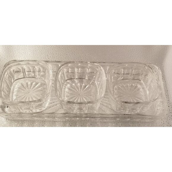 Crystal Relish Server 4-piece Server Serving Bowls Tray Set - Picture 5 of 16